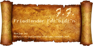 Friedlender Fábián névjegykártya